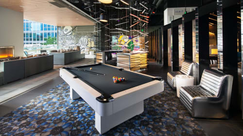 Custom Luxury White Billiards Table - for W Hotel Bellevue | Furniture by 11 Ravens | W Bellevue in Bellevue