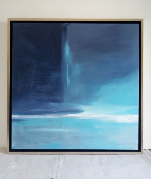 Ocean I - Framed Original Painting on Canvas, 24"x24" | Oil And Acrylic Painting in Paintings by 330art