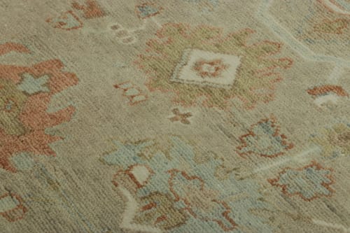 Rug & Kilim’s Oushak Rug in Beige and Green with Floral | Rugs by Rug and Kilim