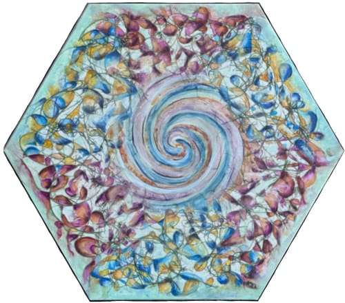 Kaleidoscope: Dance of Abstract Spirals, acrilyc on canvas | Oil And Acrylic Painting in Paintings by Lena Kolambet
