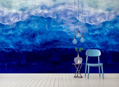 Shadows of the Deep Deep Blue Sea Wallpaper Mural | Wall Treatments by MELISSA RENEE fieryfordeepblue  Art & Design