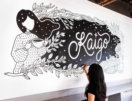 Kaigo | Murals by Loe Lee | Kaigo Coffee Room in Brooklyn