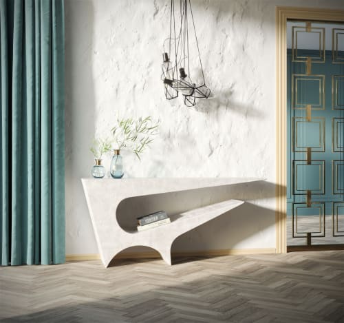 Star Axis Console in Polished Concrete | Coffee Table in Tables by Neal Aronowitz