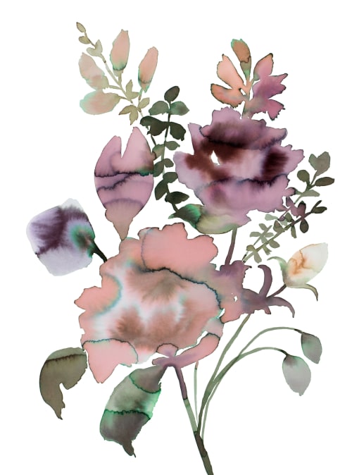 Floral No. 32 : Original Ink Painting | Watercolor Painting in Paintings by Elizabeth Becker