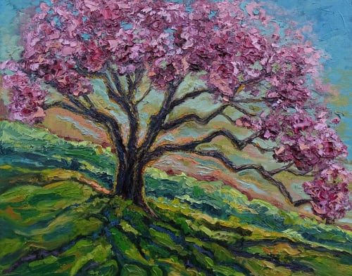 Original Cherry Blossom Painting on Canvas | Paintings by Emily Newman Fine Art