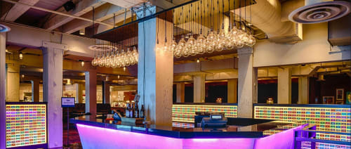 Suspended Bulb Installation | Chandeliers by Laspec Lighting -- Custom Lighting, Made in LA | Hard Rock Hotel & Casino Sioux City in Sioux City