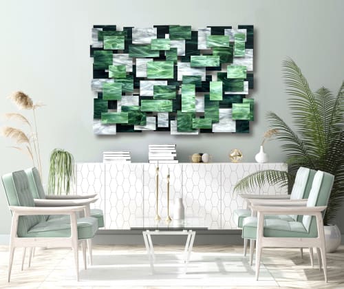 "Viridian" Glass and Metal Wall Sculpture | Wall Hangings by Karo Studios