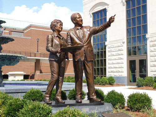 Dr.Bob Fisher and wife President  of Belmont University, | Public Sculptures by Jeff Hall Studio | Belmont University in Nashville