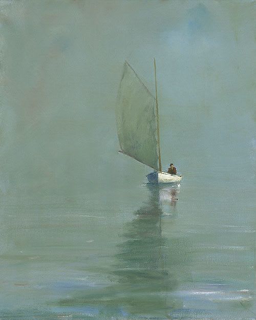 Anne Packard "Lone Sail" | Oil And Acrylic Painting in Paintings by YJ Contemporary Fine Art