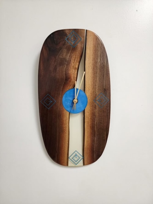 Epoxy Wood Resin River Clock | Decorative Objects by Carlberg Design