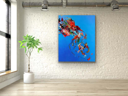 Vertical Blue 1 Abstract Painting | Mixed Media by Elyse Martin Large Abstract Paintings