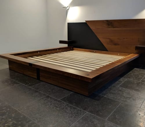 Walnut and Steel Bed/ Bedframe | Beds & Accessories by Donald Mee Design