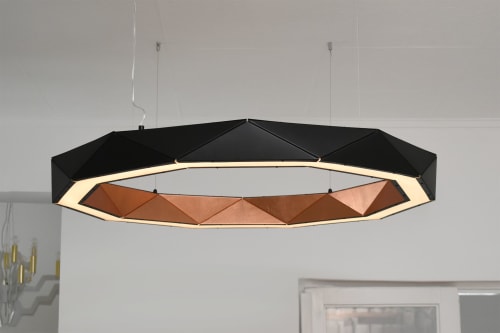 Sun Chandelier RING LED light 100 Copper Black | Chandeliers by ADAMLAMP