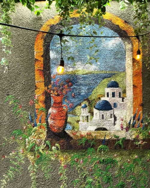 Santorini Mural for private residence | Murals by Galih Sakti