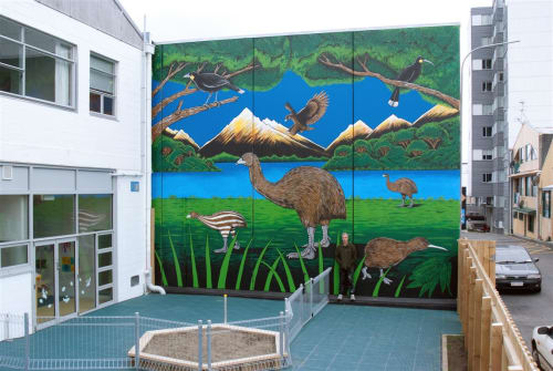 Wall Mural | Murals by Mahalski | Kakapo Kids in Wellington