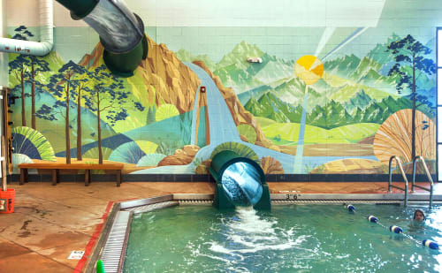 Lakewood Link Recreation Center Swimming pool Mural | Murals by Yulia Avgustinovich