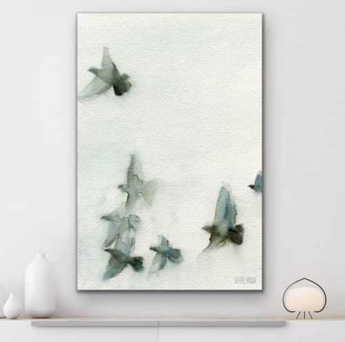 "A Flock of Pigeons" giclée canvas print | Paintings by Beverly Brown