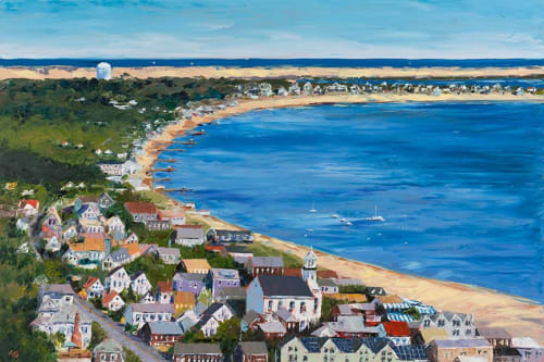 Colorful Provincetown, Entering Provincetown | Paintings by Ann Gorbett Palette Knife Paintings | Cafe Heaven in Provincetown