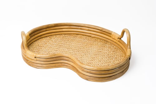 Handmade Lily Pad Rattan and Woven Cane Serving Tray | Serveware by Amara