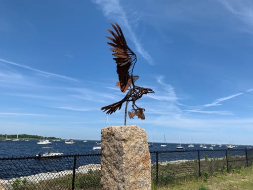 Pandion Haliaetus | Public Sculptures by Wendy Klemperer Art Inc | Newburyport Harborwalk Rail Trail in Newburyport