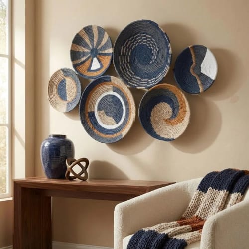 Set of 6 Woven Baskets Wall Decor | Decorative Plate in Decorative Objects by Sarmal Design