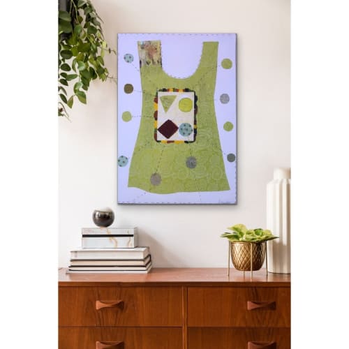 Dress Series: Yellow Circles in a Square | Mixed Media by Pam (Pamela) Smilow