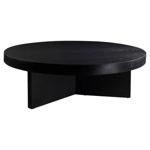 Ebonized Round Oak Coffee Table | Tables by Aeterna Furniture