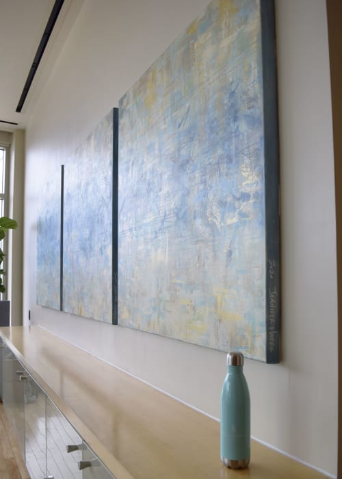 Four Seasons Spa Abstract Triptych | Oil And Acrylic Painting in Paintings by Jennifer Hayes | Spa and Salon at Four Seasons Hotel St. Louis in St. Louis