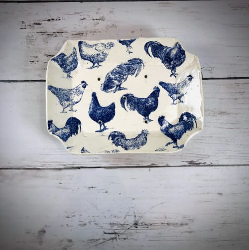 Blue Chicken Soap/Sponge Dish | Serveware by Nori’s Wishes Studio
