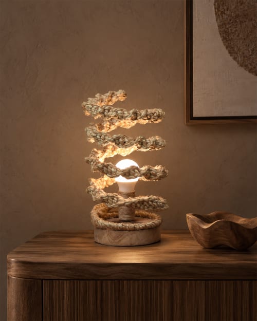Handmade Pragua Lamp-Natural Jute 15x15x32 cm | Lamps by Selligram
