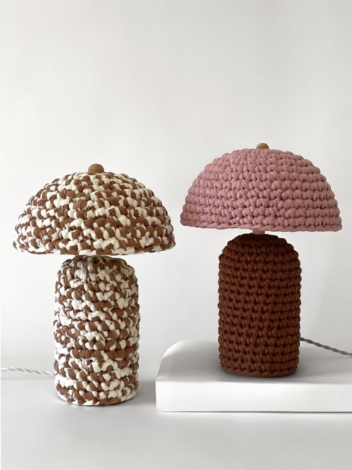 The Knitty Table Lamp in Brown and White Flecked | Lamps by Meg Morrison