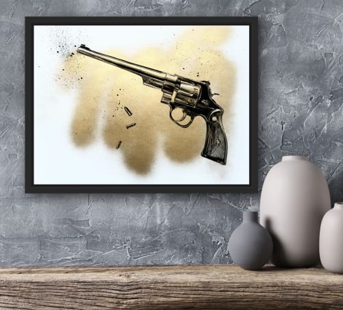 Smith & Wesson Gold. Pop art, Dada original painting. | Drawing in Paintings by Oplyart