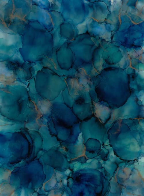 Marine Sapphire Original Alcohol Ink & Resin Painting | Paintings by MELISSA RENEE fieryfordeepblue  Art & Design | Salon Platinum - Aliso Viejo, Orange County, CA in Aliso Viejo