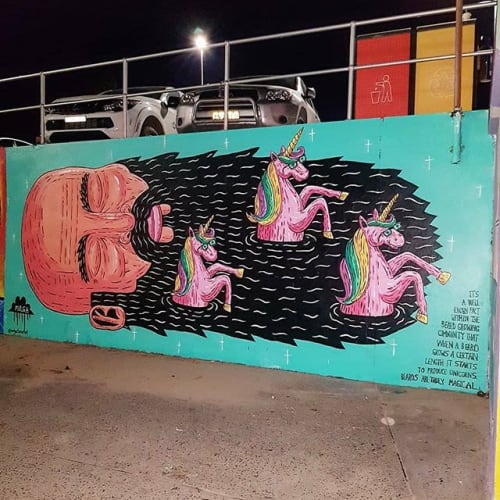 Yani Unicorn Beard at Bondi Beach | Street Murals by Mulga