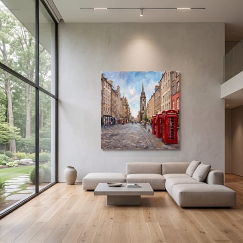 Original Impasto Oil Painting - Edinburgh Royal Mile Streets | Oil And Acrylic Painting in Paintings by Dynasty Artisan