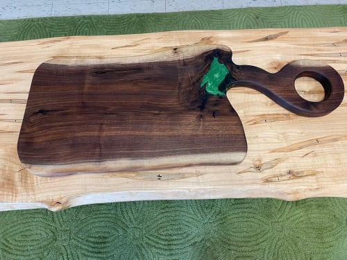 Live Edge Wood & Resin Cutting Board | Serving Board in Serveware by Carlberg Design