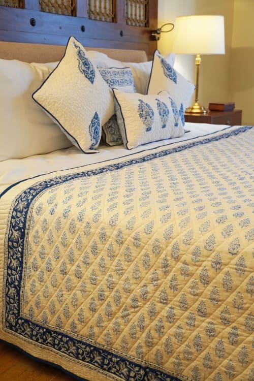Jaipuri Indigo Ditsy Quilt | Linens & Bedding by Jaipur Bloc House