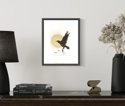 Painting in minimalistic style, Flight Raven | Drawing in Paintings by Oplyart