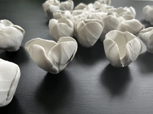 Hand-sculpted Clay Tulip Wall Sculpture – Botanical Wall | Sculptures by Leramic