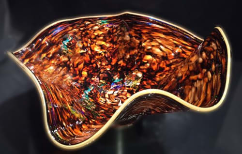 "Caramel Swirl" ~ Glass Sink | Water Fixtures by White Elk's Visions in Glass - Glass Artisan, Marty White Elk Holmes & COO, Jo Pierce