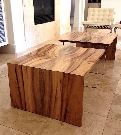 Modern Myrtle waterfall coffee table | Tables by Aaron Smith Woodworker