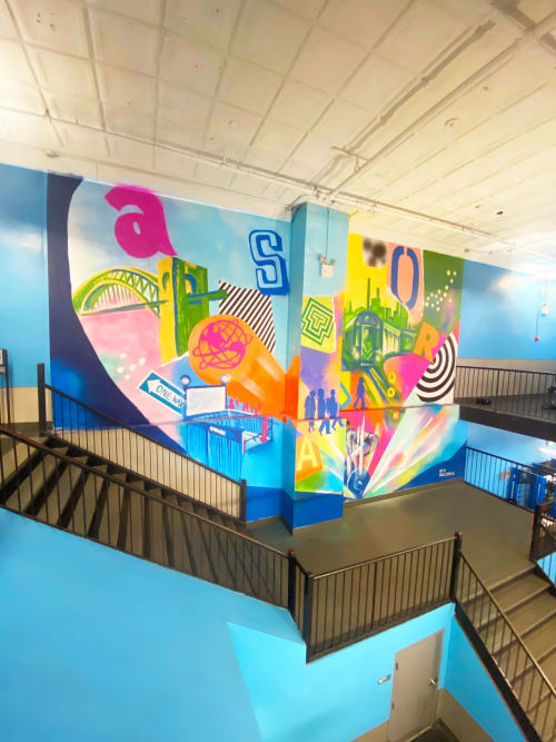 Gym Mural - Blink Fitness Gym | Murals by Bianca Romero | Blink Fitness Astoria in Queens