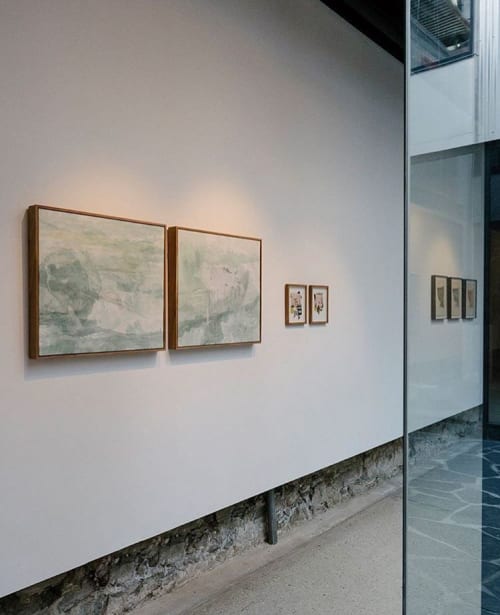 Myth I and Myth II 57x62cm Water-based oil on Cotton | Paintings by Gabrielle Raaff | Private Residence - Cape Town, South Africa in Cape Town