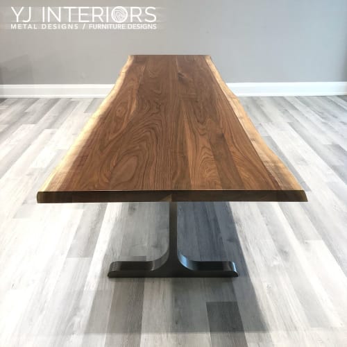 Live Edge Black Walnut Table with Handcrafted Blackened Leg | Tables by YJ Interiors | Toronto in Toronto