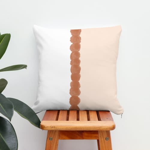 Terracotta Pillow Cover | Rust Circles on Blush & White