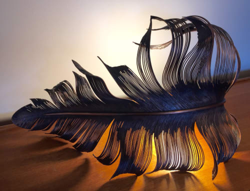 Copper Feather Lamp | Lighting by Yasemen Hussein