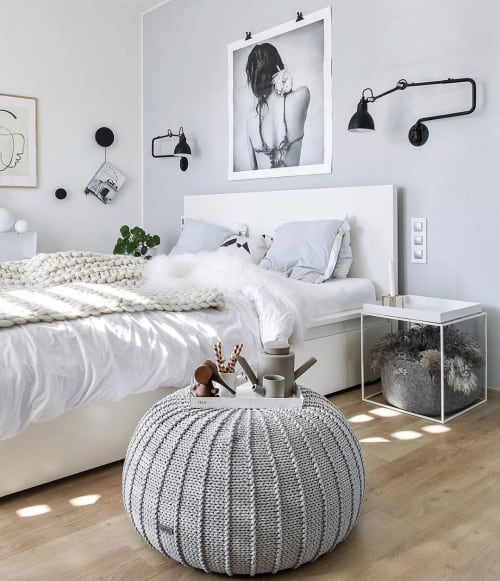 Large Knitted Pouffe | Benches & Ottomans by Zuri House