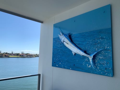 Slumped Glass "Marlin", wall art piece on a balcony | Art & Wall Decor by GlassXpressions - Lisa de Boer