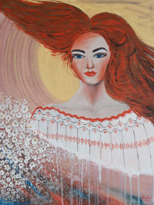 Ella, entre diosas y mujeres (2023) | Oil And Acrylic Painting in Paintings by Elena Parau