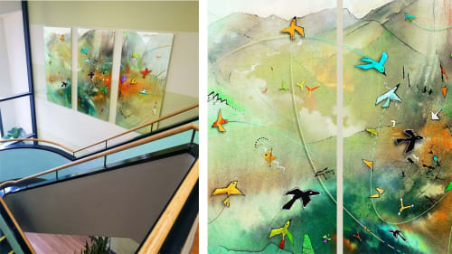 Origin of Birds | Paintings by Neil Murphy | Kaiser Permanente in Redwood City